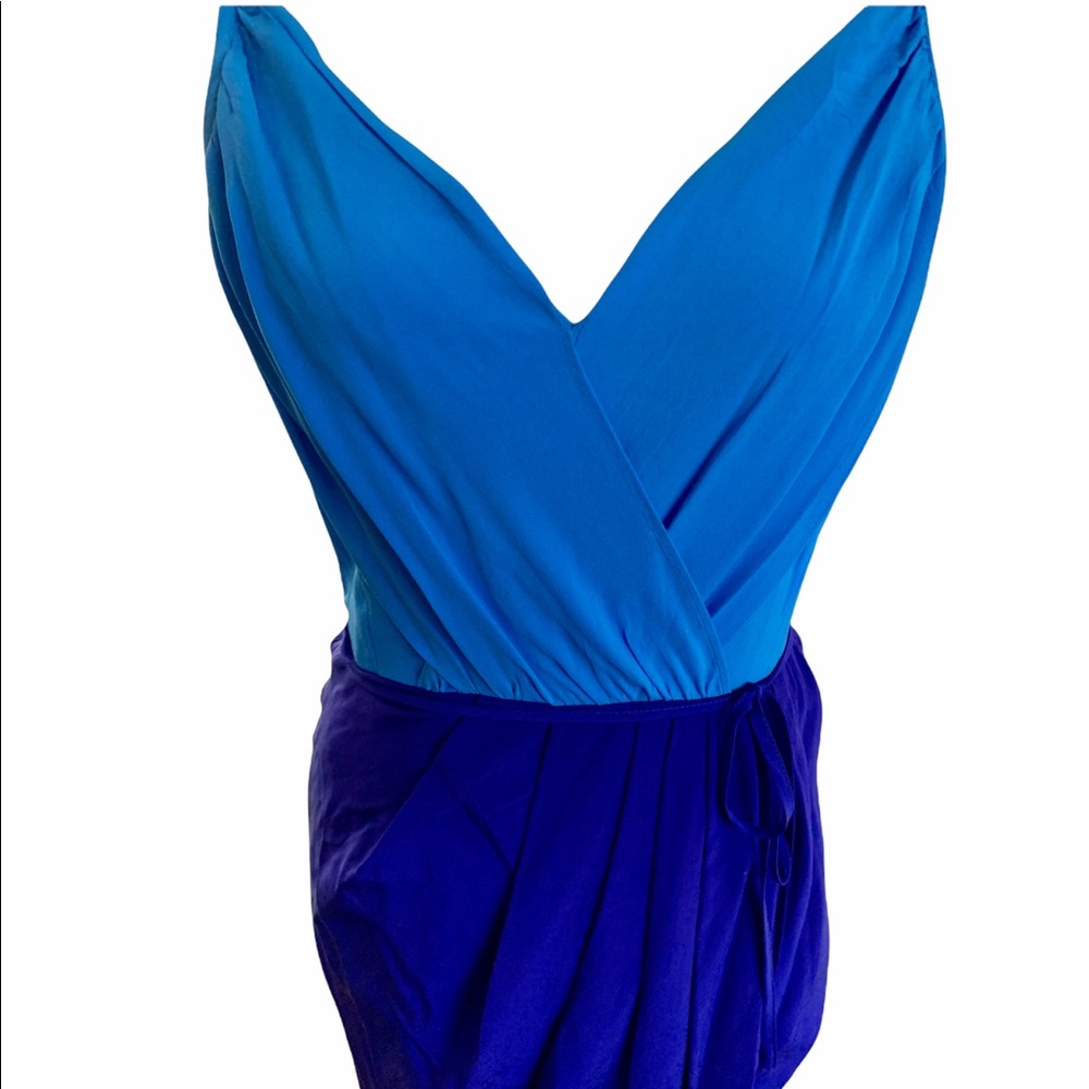 Yumi Kim Jayne tulip blue color block v-neck silk dress. Sz S - Picture 5 of 11